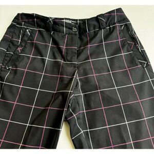 Nike Golf Womens  Tour Performance Pants Dri Fit Black Pink Plaid Sz 4